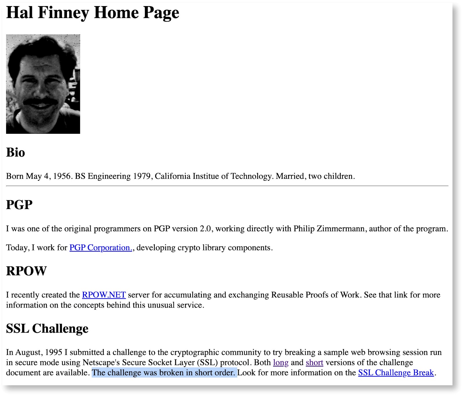 Hal Finney Home Page