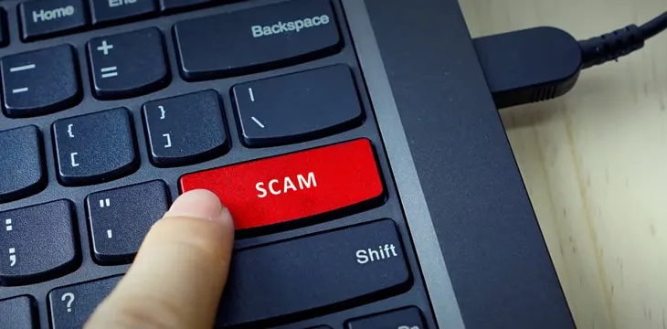 keyboard with a word of scam