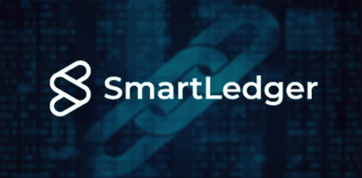 SmartLedger Logo on Blockchain Background
