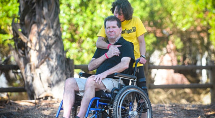 Hal Finney in a wheelchair