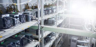 Storage with equipment for bitcoin cryptocurrency mining farm — Photo