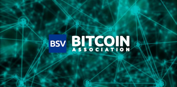 Blockchain concept with Bitcoin Association logo.