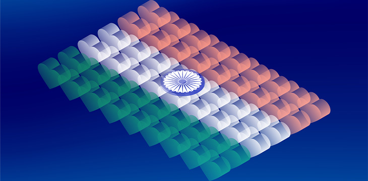 india flag made of isometric love heart boxes