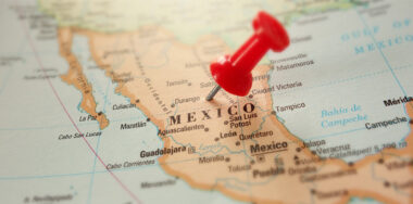 Mexico in a map with a red pin on it