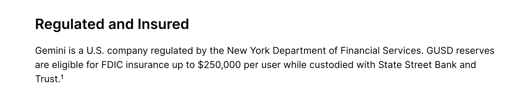 Gemini's FDIC-insurance eligibility