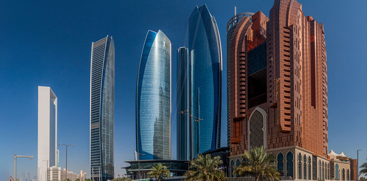View of skyscrapers in Abu Dhabi, UAE skyline