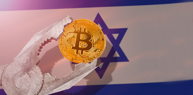 bitcoin in front of Israel flag
