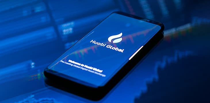 Huobi Global mobile app running on smartphone.