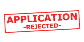 Application rejected word stamped in color red