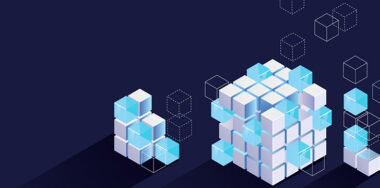 Scalable Blockchain concept with blocks and cubes vector on dark blue background