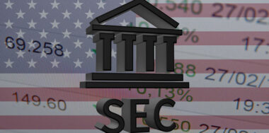 Building icon and text SEC, with the financial data visible in the background