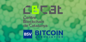 CBCAT Bitcoin Association logo with green background blockchain concept