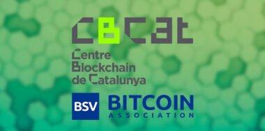 CBCAT Bitcoin Association logo with green background blockchain concept