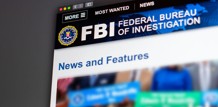 Close up of FBI logo in website