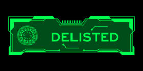 Green color of futuristic hud banner that has the delisted on user interface