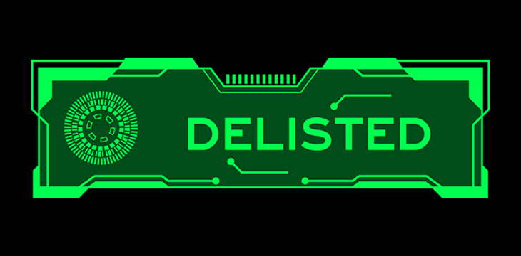 Green color of futuristic hud banner that has the delisted on user interface
