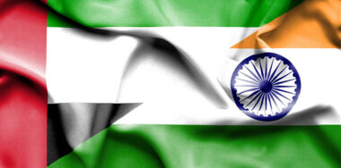 Waving flag of India and United Arab Emirates