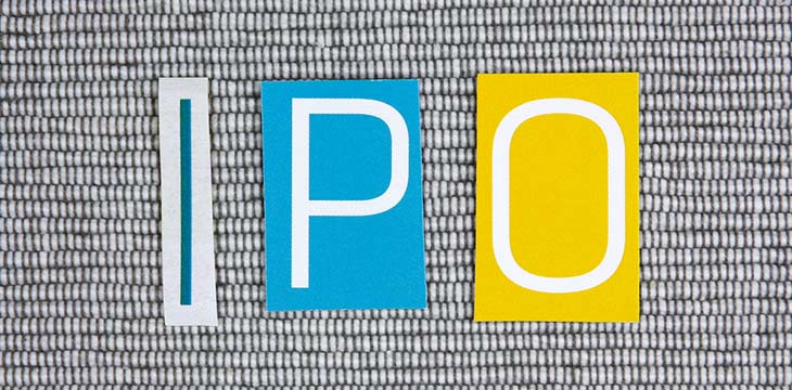 IPO (Initial Public Offering) acronym on grey background