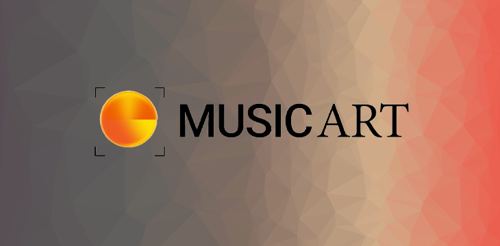 Musicart logo over technical gradient background