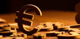 Euro currency symbol standing out with set of numbers and currency symbols