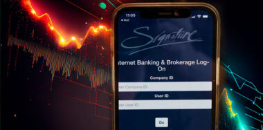 Signature Bank on smartphone screen Share Slump Rocks Financial Stocks