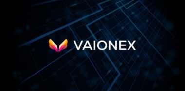 Vaionex logo with abstract blockchain technology