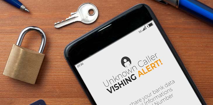 Vishing (voice phishing) concept