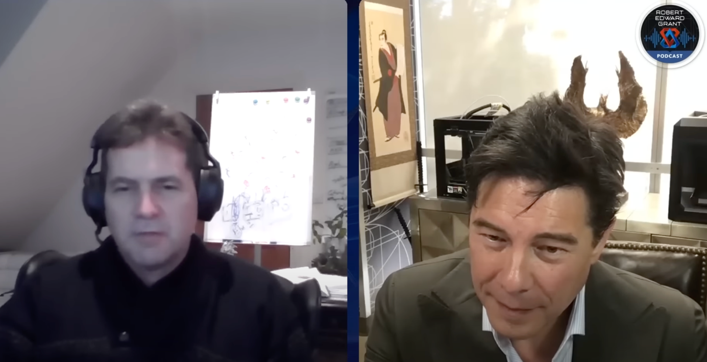 Australian polymath Dr. Craig Wright and entrepreneur Robert Edward Grant on a podcast