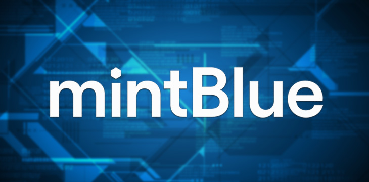 mintBlue logo in front of blue tech background