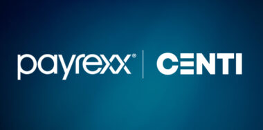 payrexx and CENTI logo on a dark blue gradient background