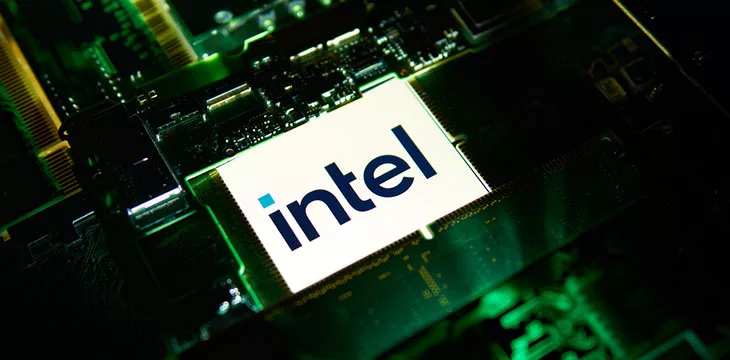Intel and circuit board design shown on smartphone screen