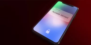 Access denied concept. Access denied displayed on modern smartphone screen
