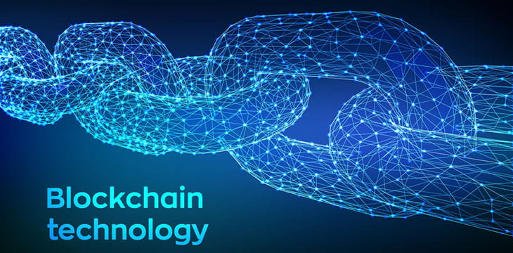 3D low polygonal chain consists of network connections blockchain concept