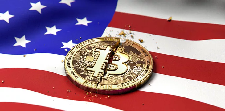 Bad Bitcoin condition in USA concept. 3D Rendering