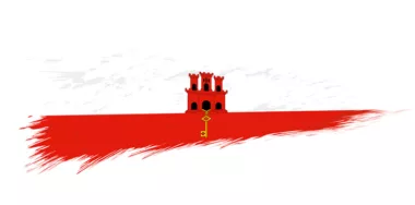 Concept illustration with grunge brush stroke of Flag of Gibraltar