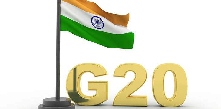 G20 Meeting Concept with Indian Flag