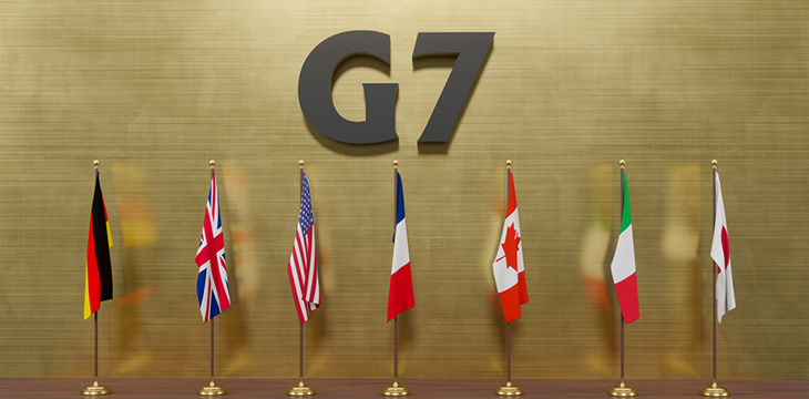 flags of members of G7 group of seven