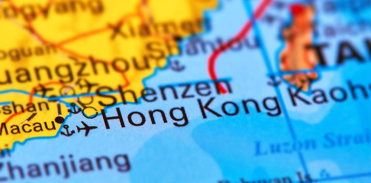 Hong Kong city on the map