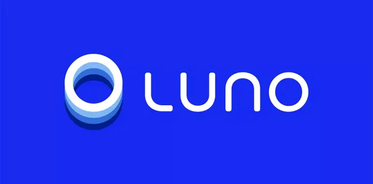 Luno logo in monochromatic blue background