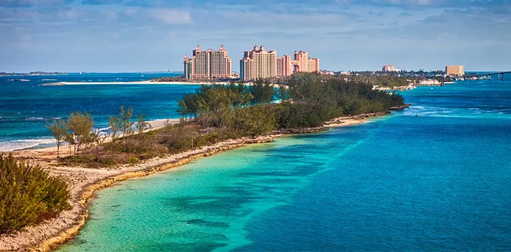 Nassau, Bahamas cityscape, beach view, and shoreline