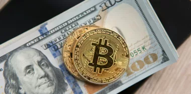 Bitcoin crypto currebcy on US dollars. Digital currency concept