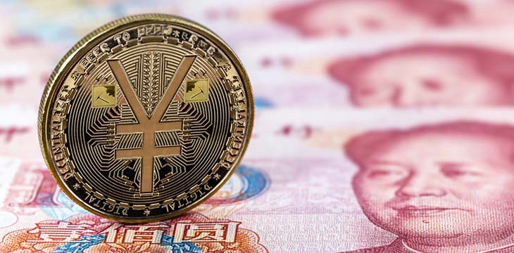 Yuan coin and paper banknotes