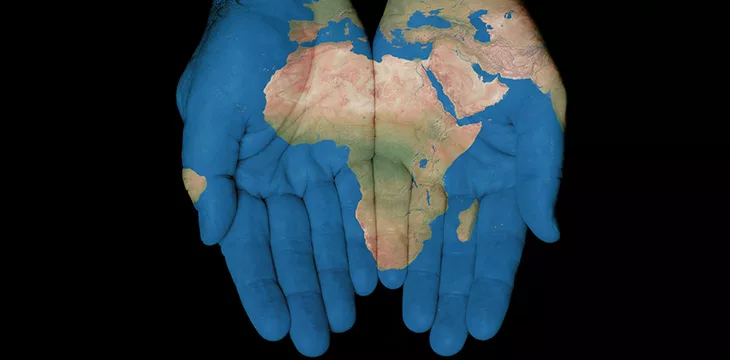 map of africa on hands
