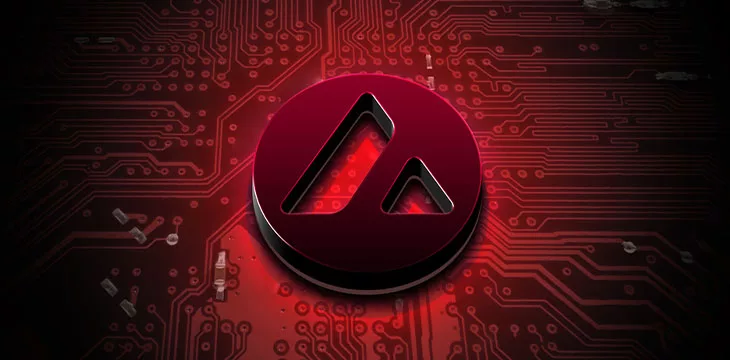 Avalanche cryptocurrency coin on digital background