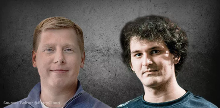 Barry Silbert and Sam Bankman-Fried with dark concrete background