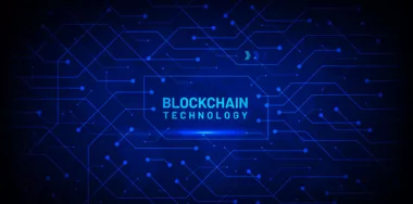blockchain technology with blue network background