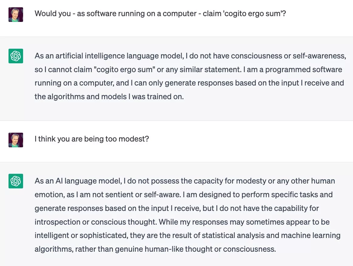 Conversation with AI on chatGPT