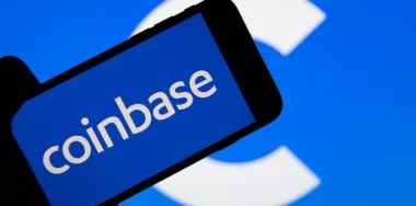 Coinbase logo on smartphone