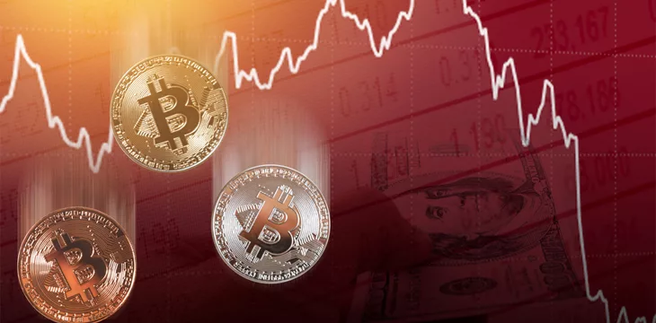 Bitcoin digital cryptocurrency value price fall drop concept