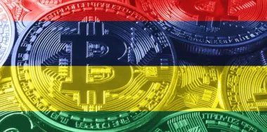 Mauritius bitcoin flag, national flag cryptocurrency concept